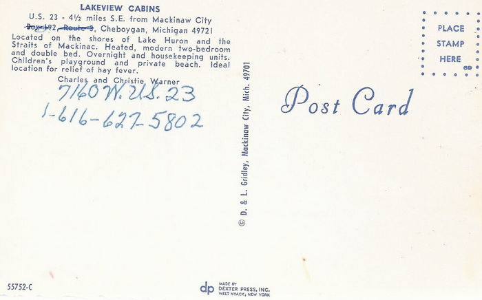 Lakeview Cabins - Vintage Postcard (newer photo)